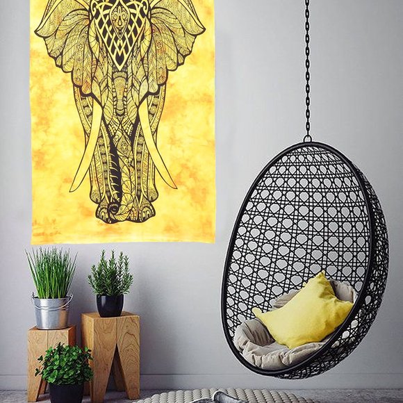 Elephant Poster Cotton Wall Tapestry Animal Print - Picture 2 of 5